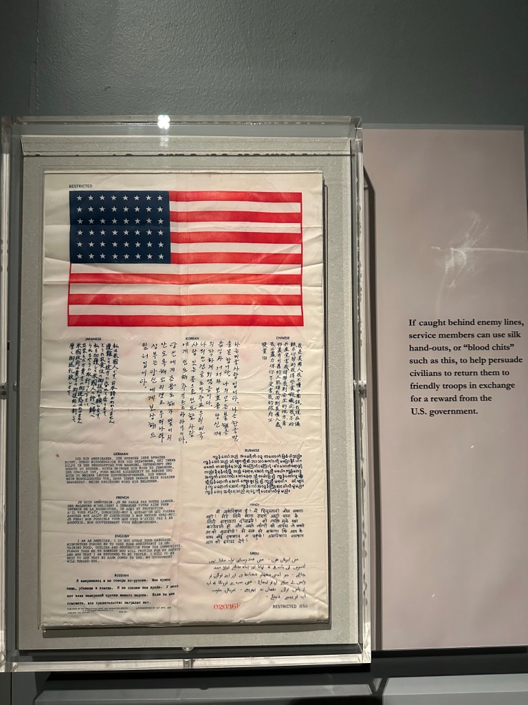 Blood chit at National Prisoner of War Museum in Andersonville, Georgia. Picture by Happy Vegan Campers.