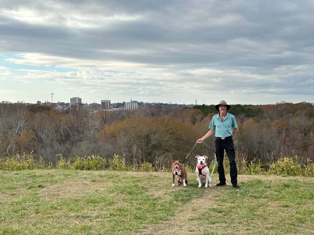 Daniel, Peter, and Marcel at Ocmulgee Mounds and Earth Lodge in Macon, Georgia. Picture by Happy Vegan Campers.
