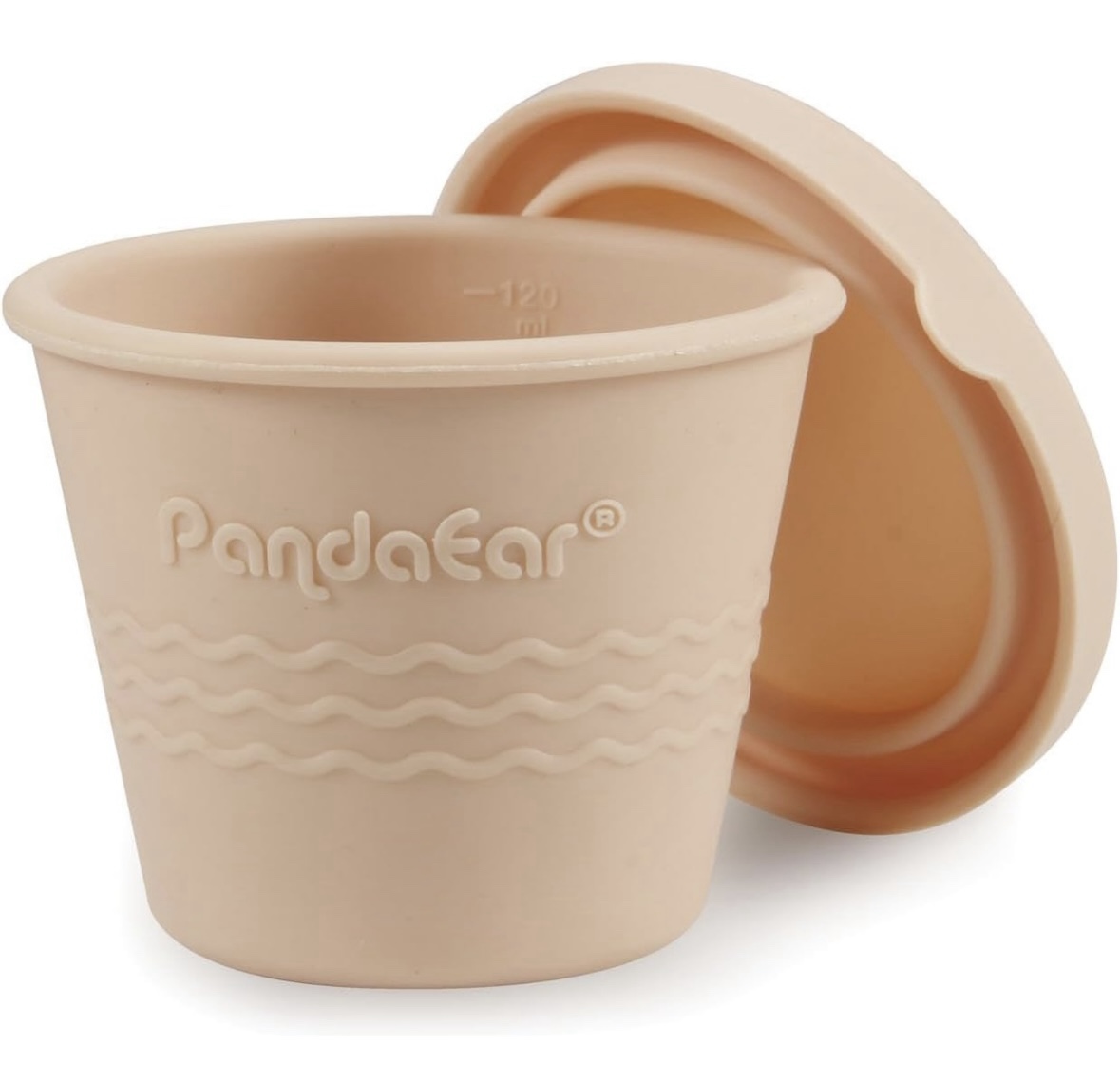 PandaEar 4 oz silicone lidded cups recommended by Happy Vegan Campers.