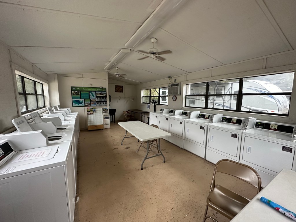 Laundry room at Thousand Trails Three Flags in Wildwood, Florida. Picture by Happy Vegan Campers.