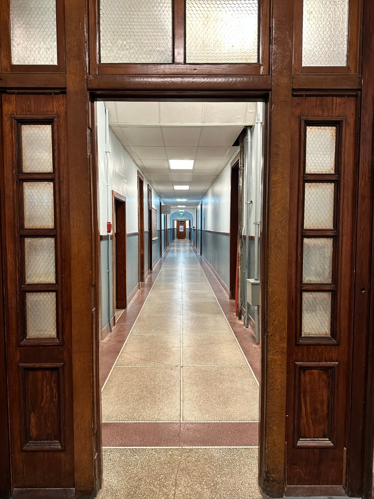 Hallway in Sacred Heart Hospital of Pensacola in Pensacola, Florida. Picture by Happy Vegan Campers.