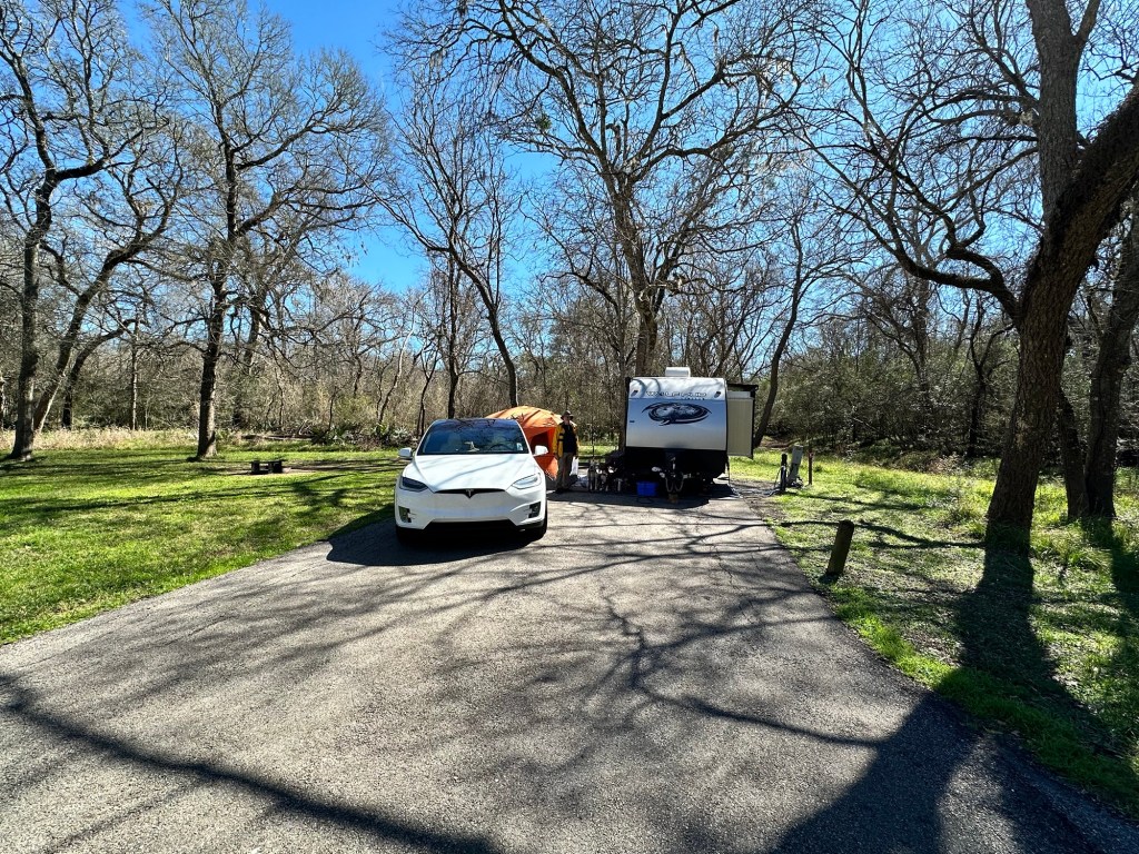 Campsite 121 at Brazos Bend State Park in Needville, Texas. Picture by Happy Vegan Campers.