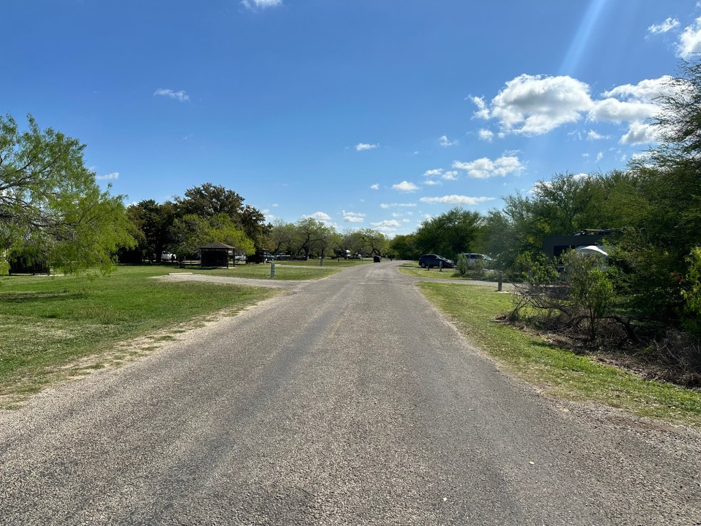 Campground at Choke Canyon State Park in Calliham, Texas. Picture by Happy Vegan Campers.