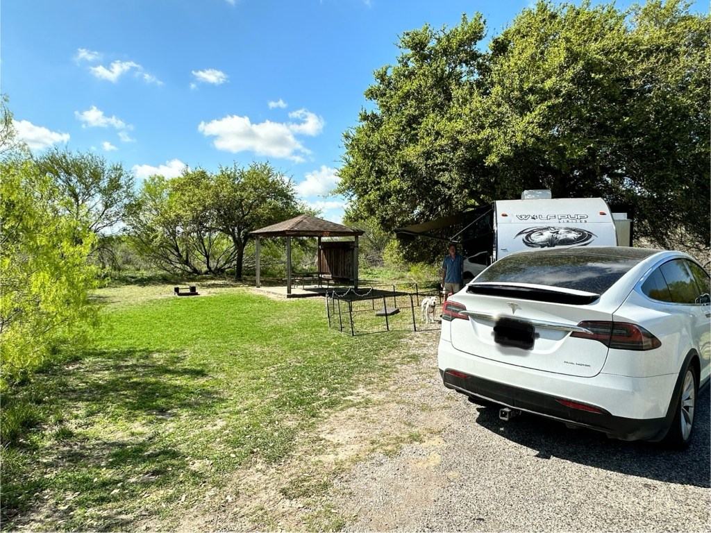 Campsite 101 at Choke Canyon State Park in Calliham, Texas. Picture by Happy Vegan Campers.