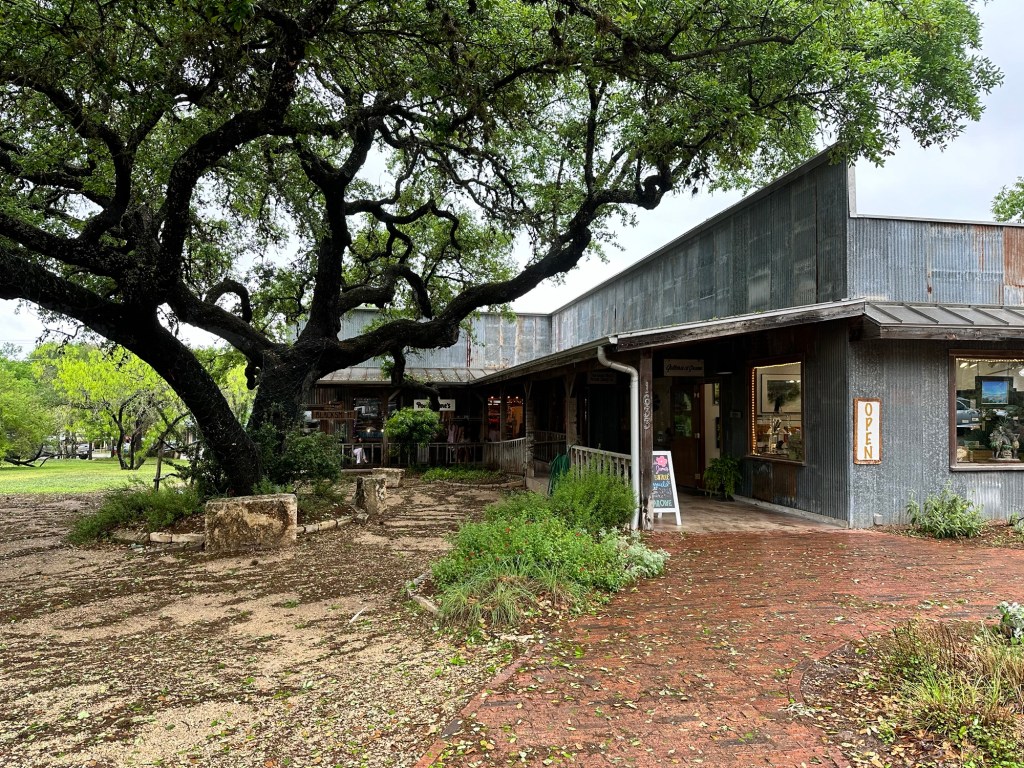 Shops in Gruene, Texas. Picture by Happy Vegan Campers. 