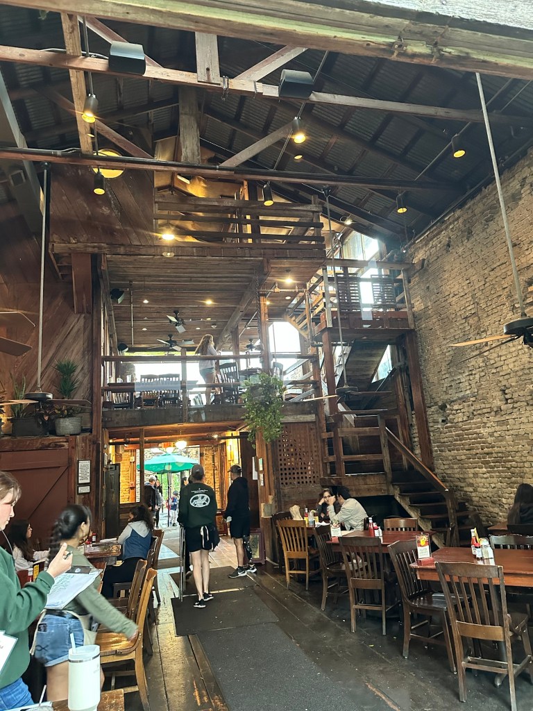 Restaurant in old building in Gruene, Texas. Picture by Happy Vegan Campers.
