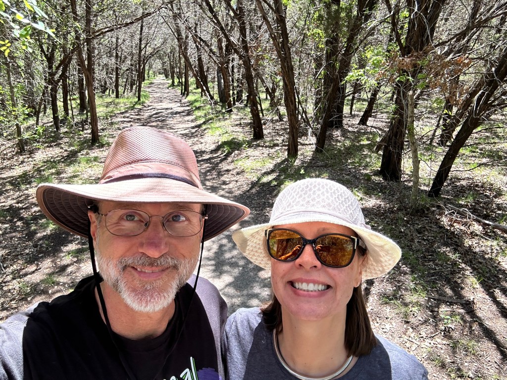 Happy Vegan Campers at Dinosaur Valley State Park in Glen Rose Texas trail