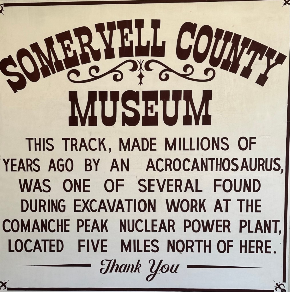 Happy Vegan Campers Somervell County Museum sign in Glen Rose Texas