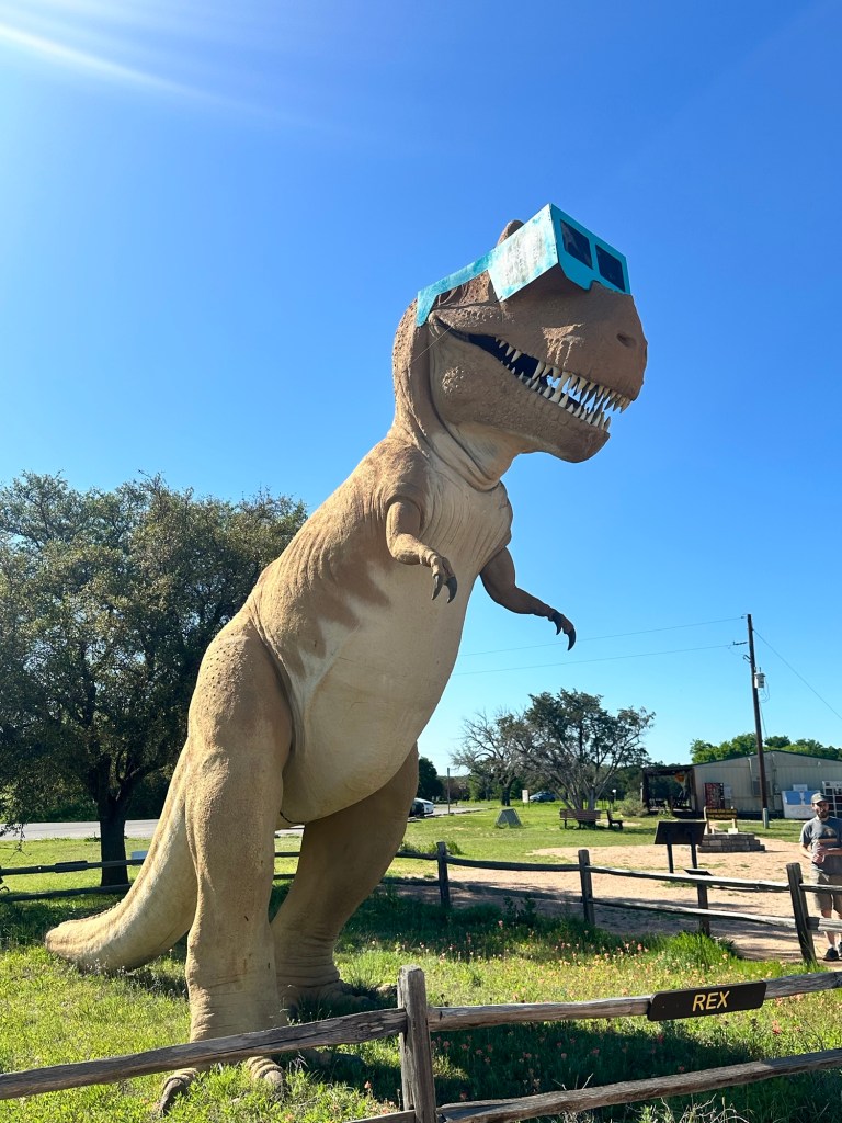 Happy Vegan Campers dinosaur statues from 1964-1965 World’s Fair at Dinosaur Valley State Park Glen Rose Texas