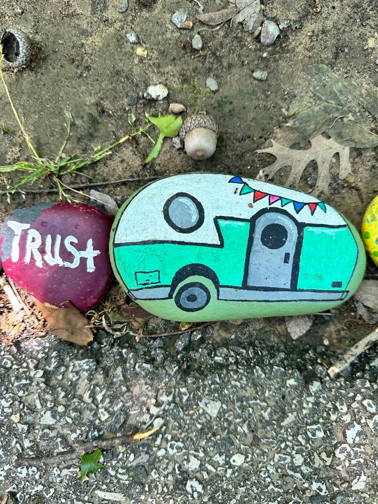 Happy Vegan Campers Parr Park Rock Art Trail in Grapevine Texas