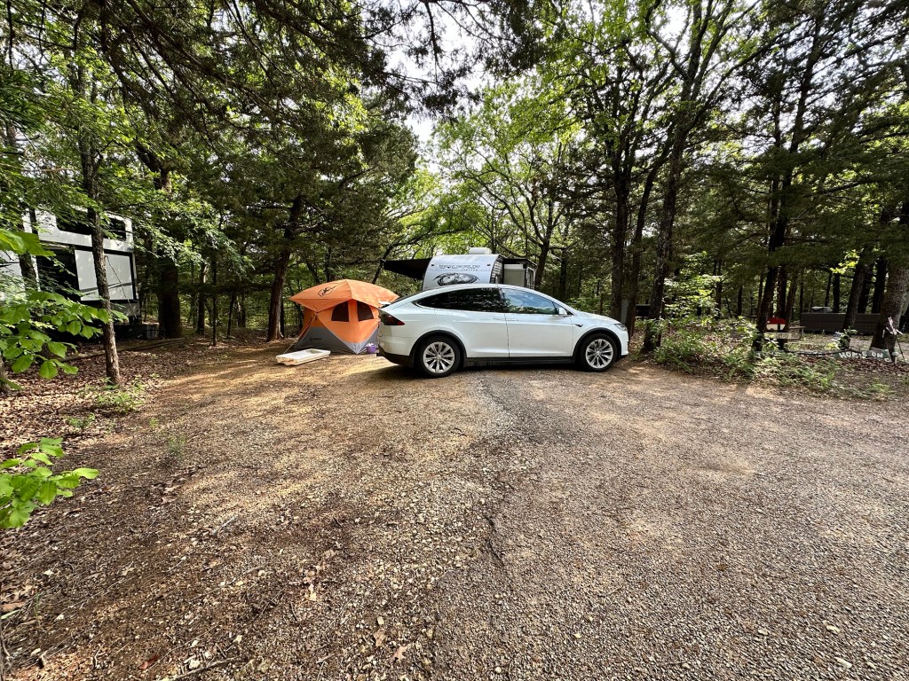 Campsite Q59 at Thousand Trails Lake Texoma in Gordonville, Texas. Picture by Happy Vegan Campers.