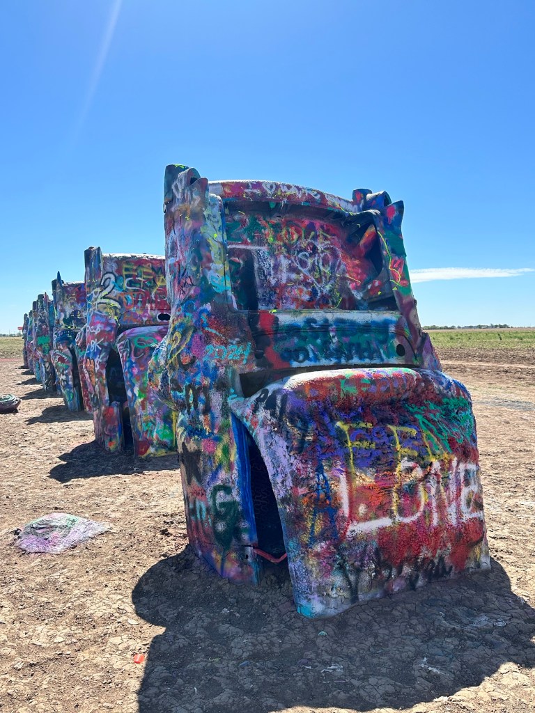 Happy Vegan Campers Cadillac Ranch in Amarillo Texas