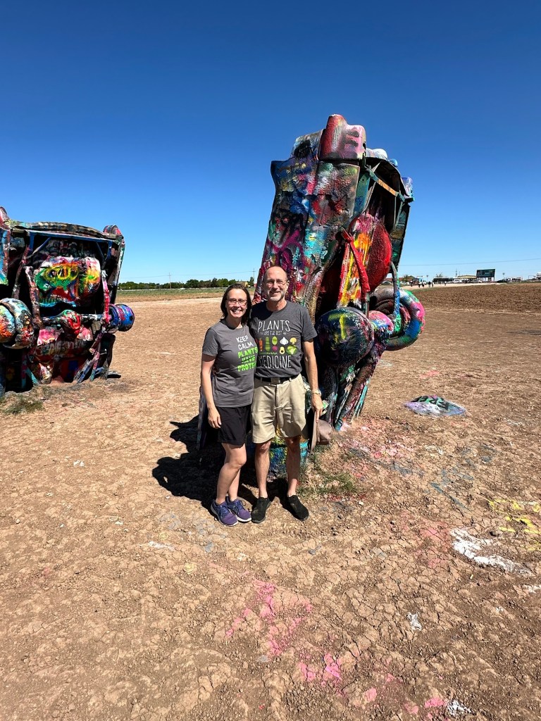 Happy Vegan Campers Cadillac Ranch in Amarillo Texas