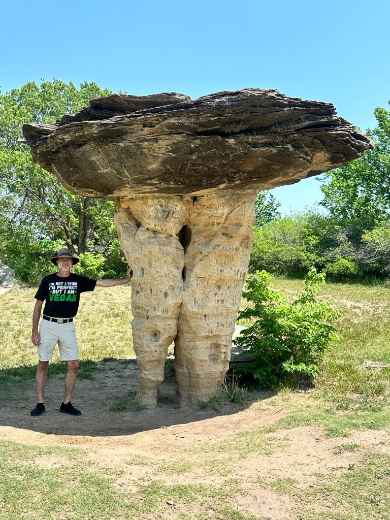 Happy Vegan Campers at Mushroom Rock State Park Brookville Kansas