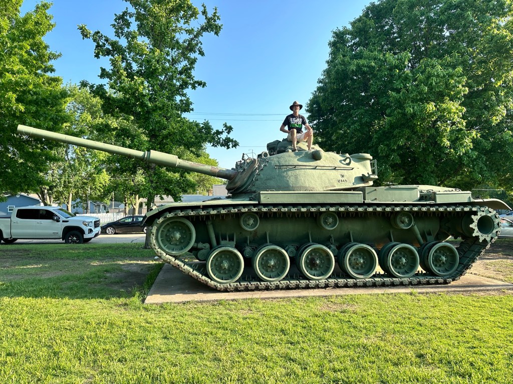 Happy Vegan Campers military tank in Abilene Kansas