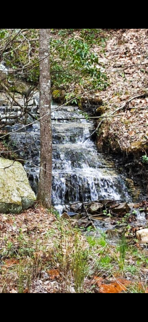 Happy Vegan Campers waterfall at future site of passive house overlooking Sequatchie Valley