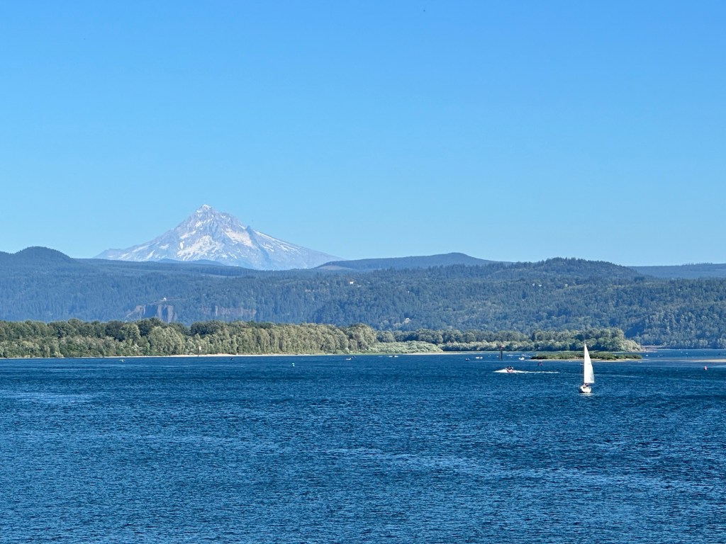 Mt. Hood view from Washougal Waterfront Park in Washougal, Washington by Happy Vegan Campers