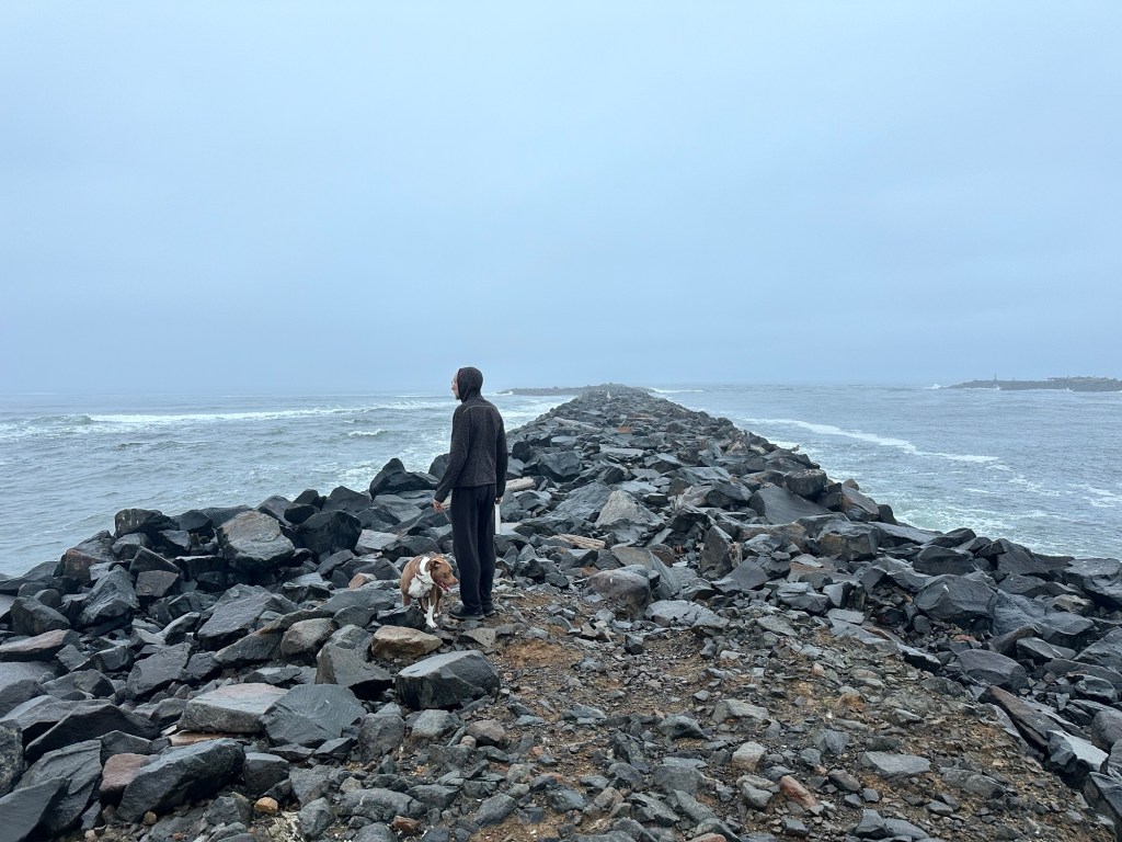 Daniel and Marcel at South Jetty in Florence, Oregon by Happy Vegan Campers