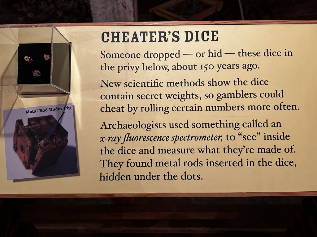 Cheater’s Dice found in the underground area of Old Sacramento, California by Happy Vegan Campers