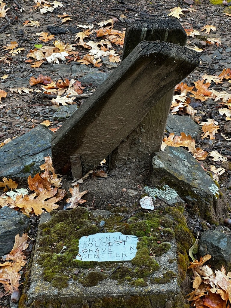 Oldest grave in cemetery has a wooden marker in Placerville, California by Happy Vegan Campers