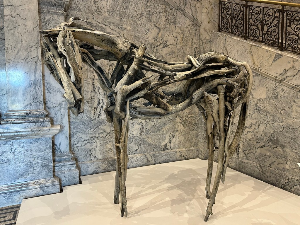 Bronze horse at Cantor Arts Center at Stanford University in California by Happy Vegan Campers
