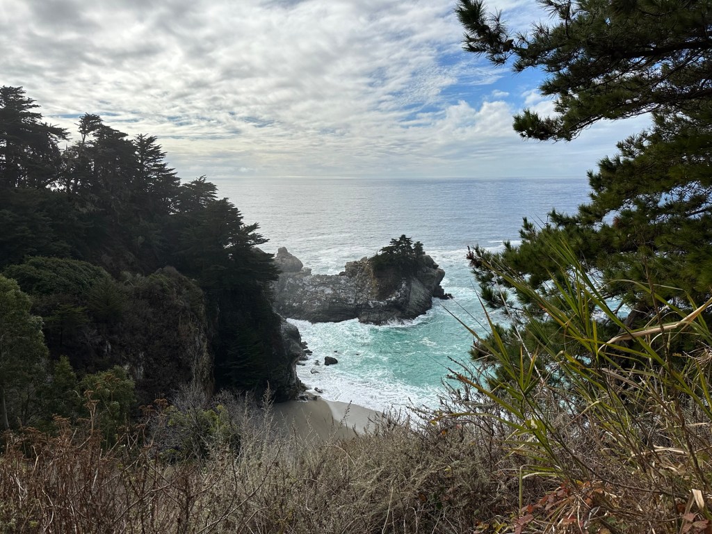 View near McWay Falls near Julia Pfeiffer Burns State Park in California. Picture by Happy Vegan Campers.
