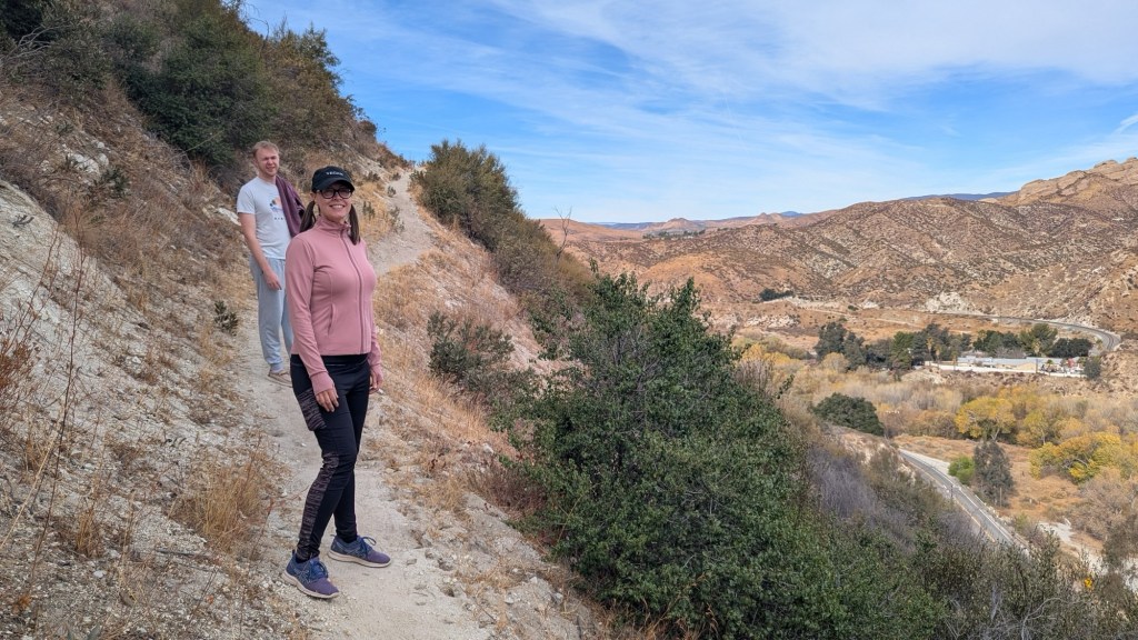 Kristin and Alex on the Pacific Crest Trail in Acton, California. Picture by Happy Vegan Campers.