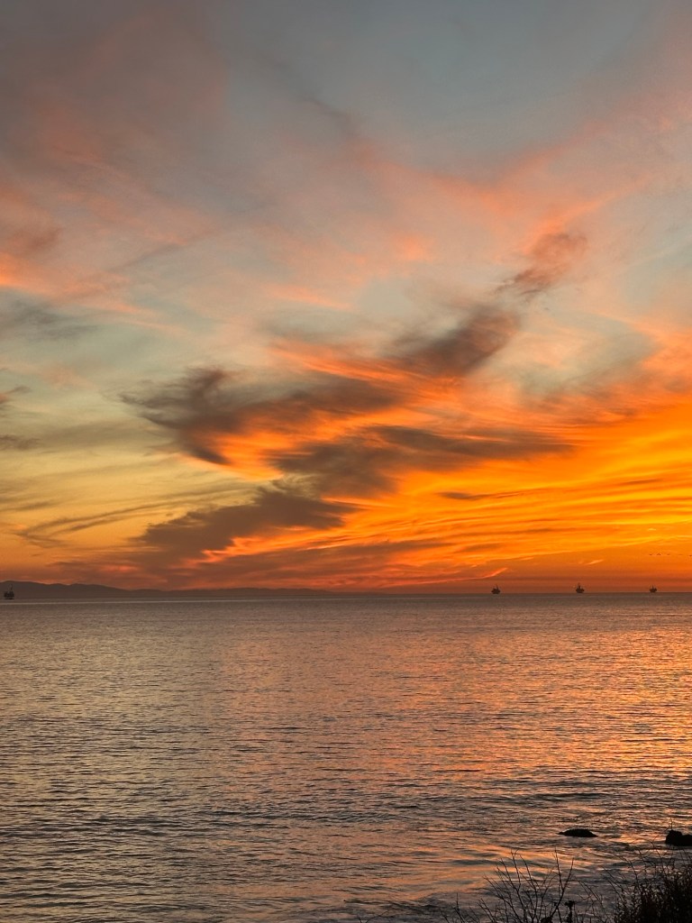 Sunset at Carpinteria State Beach in Carpinteria, California. Picture by Happy Vegan Campers.
