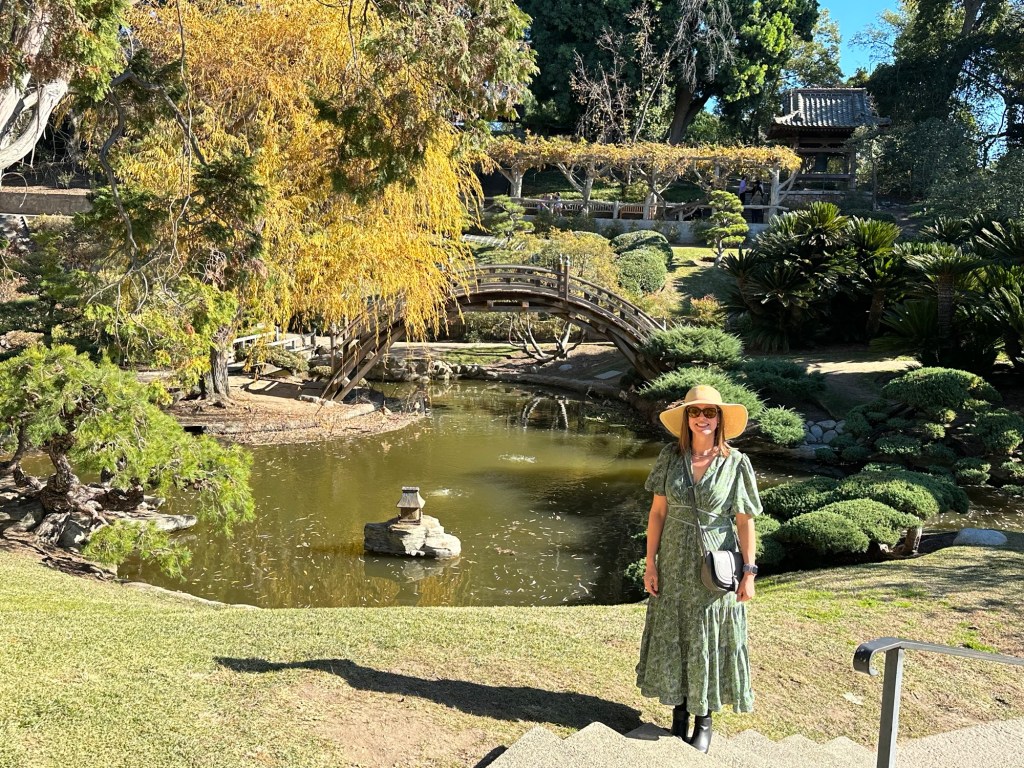 Kristin in Japanese garden at The Huntington Library, Art Museum, and Botanical Gardens in San Marino, California. Picture by Happy Vegan Campers.
