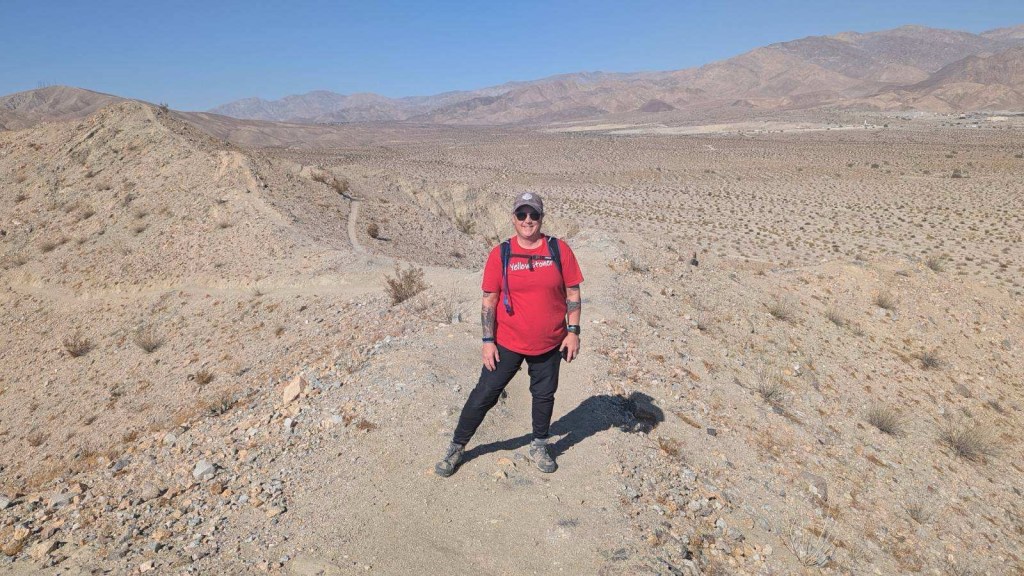 Jen on East Indio Badlands Trail in Indio, California. Picture by Happy Vegan Campers