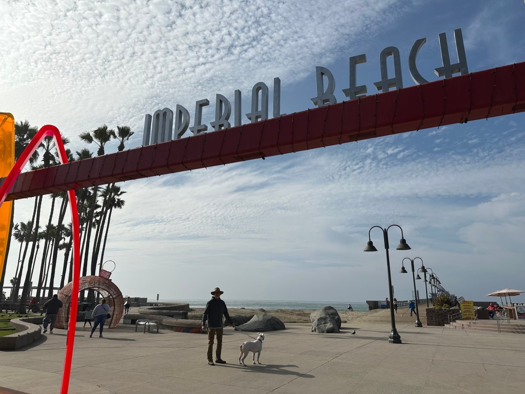Daniel and Peter at a pier in Imperial Beach, California. Picture by Happy Vegan Campers.