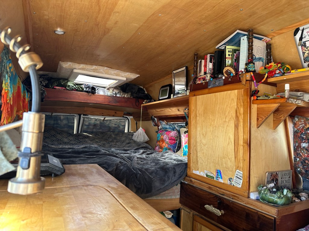 Inside a camper van at Rolling Vegan Rendezvous in Quartzsite, Arizona. Picture by Happy Vegan Campers.