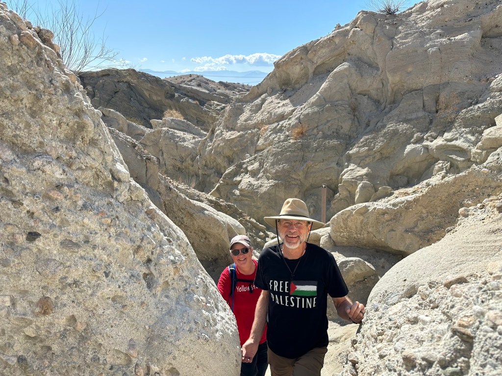 Jen and Daniel on East Indio Badlands Trail in Indio, California. Picture by Happy Vegan Campers