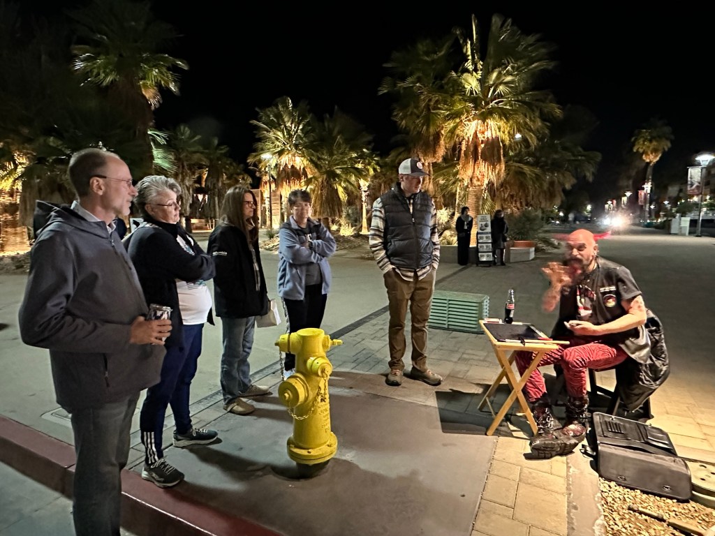 Street performer in Palm Springs, California. Picture by Happy Vegan Campers.