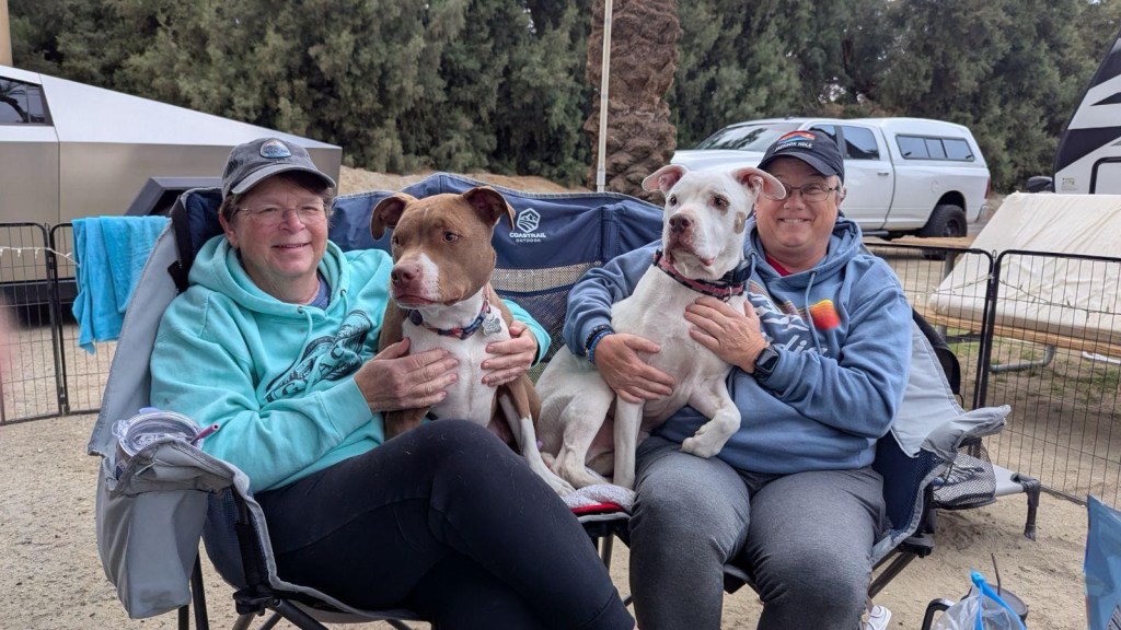 Cindy, Marcel, Peter, and Jen in Palm Desert, California. Picture by Happy Vegan Campers.