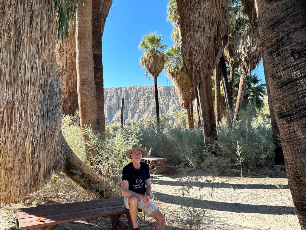 Daniel at Thousand Palms Oasis Preserve in Desert Hot Springs, California. Picture by Happy Vegan Campers.