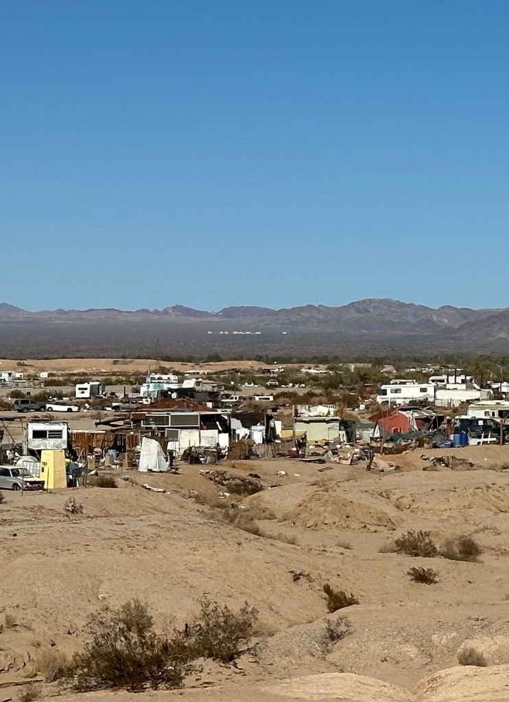 Campers in Slab City, California. Picture by Happy Vegan Campers.