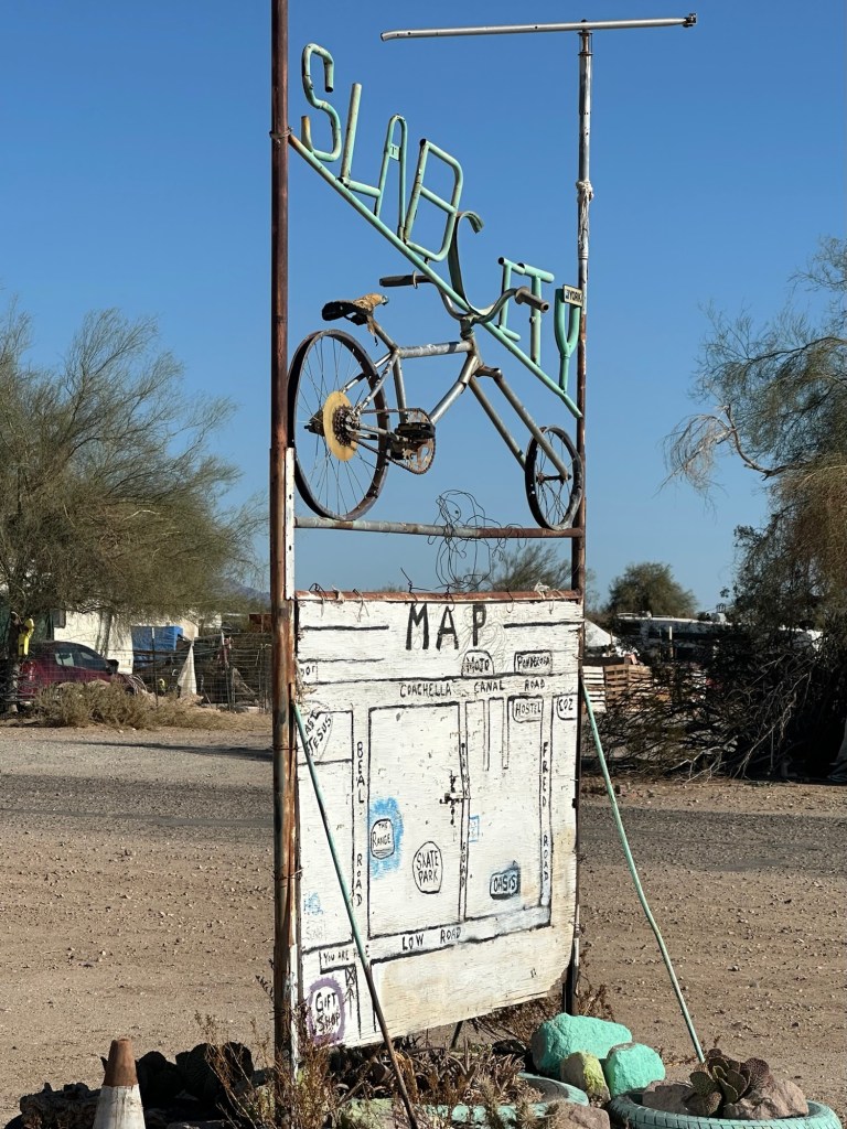 Sign in Slab City, California. Picture by Happy Vegan Campers.
