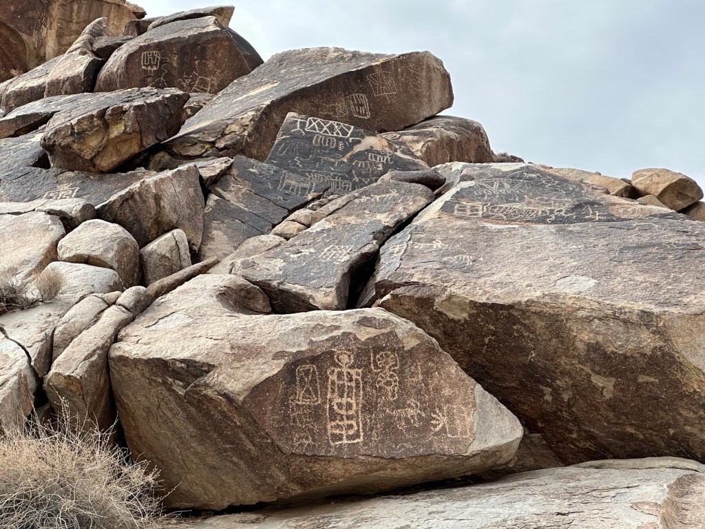 Petroglyphs at Grapevine Canyon in Fort Mohave, Arizona. Picture by Happy Vegan Campers.