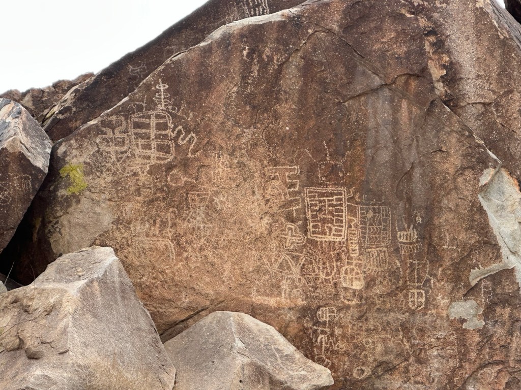 Petroglyphs at Grapevine Canyon in Fort Mohave, Arizona. Picture by Happy Vegan Campers.