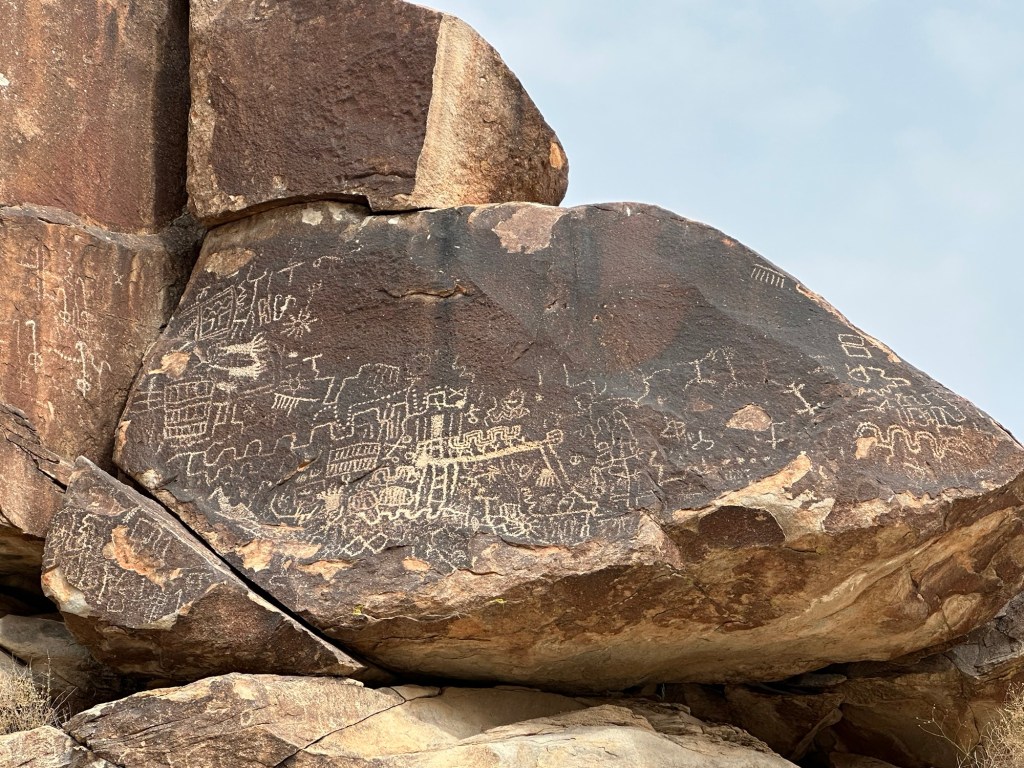 Petroglyphs at Grapevine Canyon in Fort Mohave, Arizona. Picture by Happy Vegan Campers.