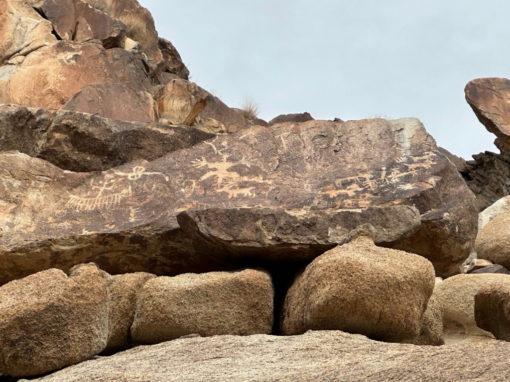 Petroglyphs at Grapevine Canyon in Fort Mohave, Arizona. Picture by Happy Vegan Campers.