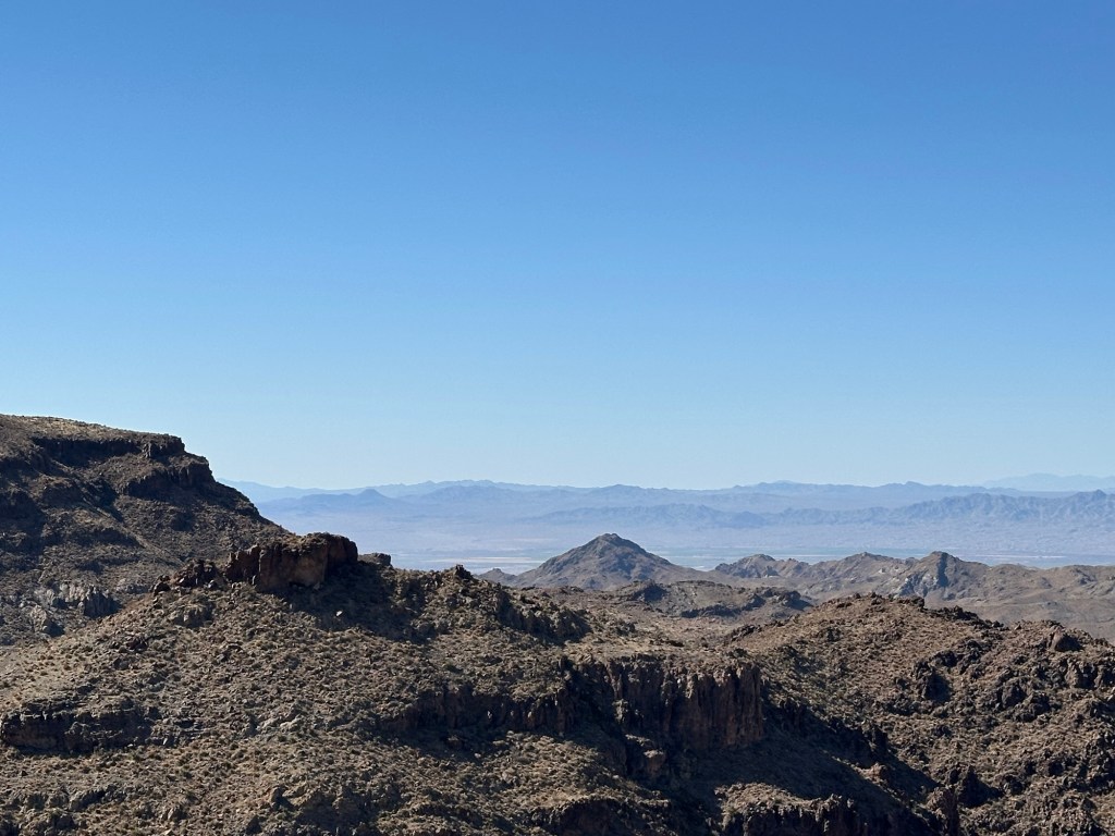 View from Route 66 northeast of Oatman, Arizona. Picture by Happy Vegan Campers.