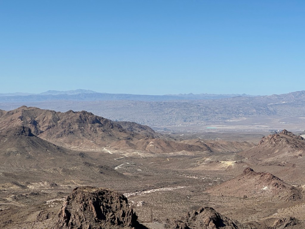 View from Route 66 northeast of Oatman, Arizona. Picture by Happy Vegan Campers.