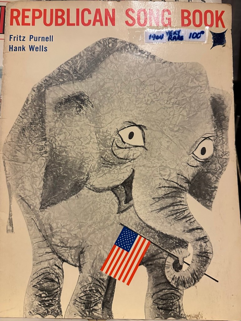 Republicans Song Book for sale at Readers Oasis Books in Quartzsite, Arizona. Picture by Happy Vegan Campers.