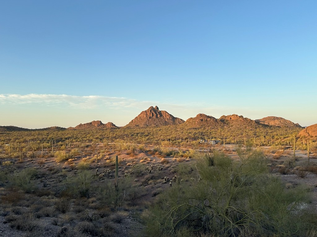 Sunrise in Ajo, Arizona. Picture by Happy Vegan Campers.