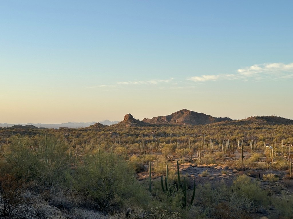 Sunrise in Ajo, Arizona. Picture by Happy Vegan Campers.