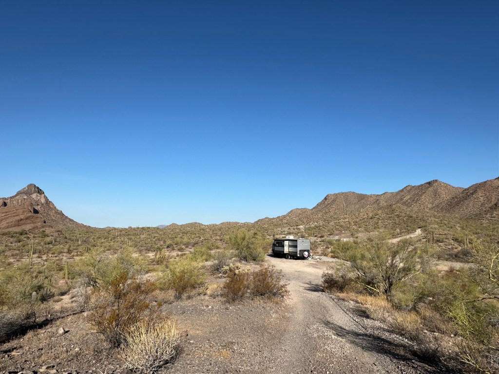 Morning in the desert in Ajo, Arizona. Picture by Happy Vegan Campers.