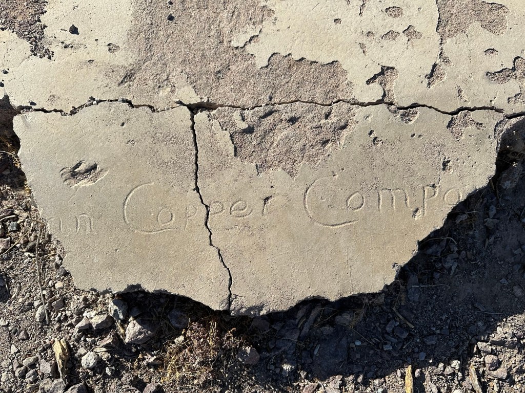 Former copper company cement slab now used for camping in Ajo, Arizona. Picture by Happy Vegan Campers.