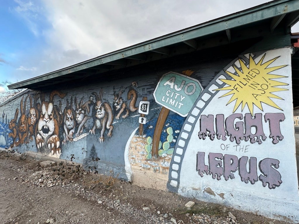 Night of the Lepus mural in Ajo, Arizona. Picture by Happy Vegan Campers.